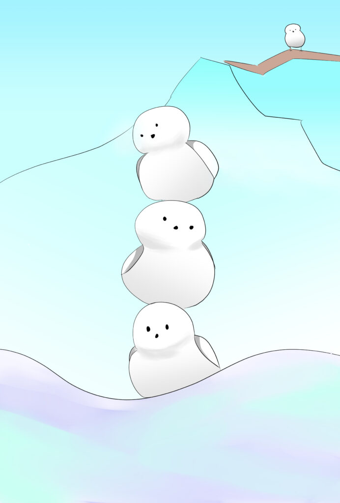 雪の妖精 シマエナガ　イラスト